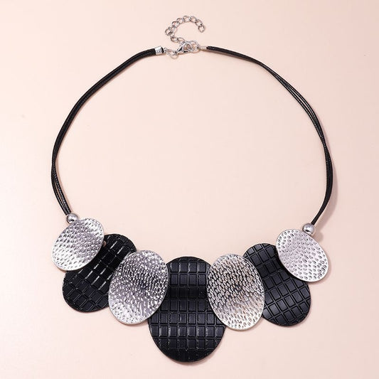 Textured Black and Silver Necklace
