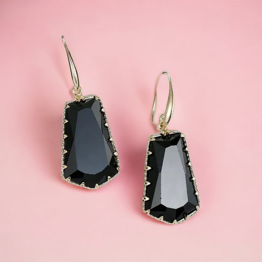 Black Crystal Hook Earrings