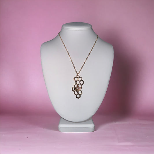 Gold Bee Hive Necklace
